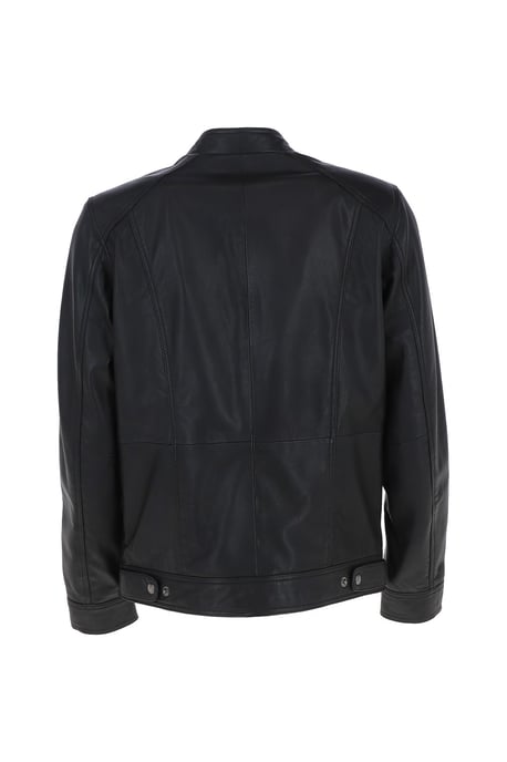 'Alberto' Mens Leather Biker Jacket - Image 3