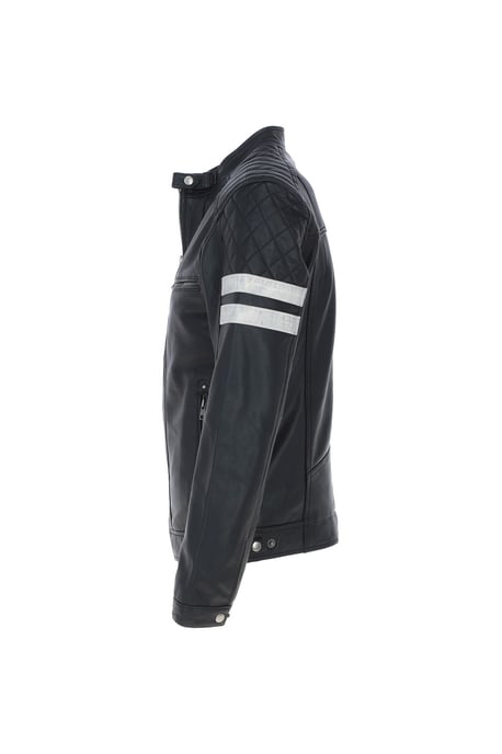 'Nova' Ashwood Leather Contrasting Stripe Biker Jacket - Image 4