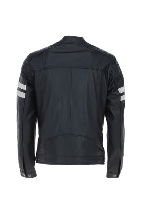 'Nova' Ashwood Leather Contrasting Stripe Biker Jacket - Image 5