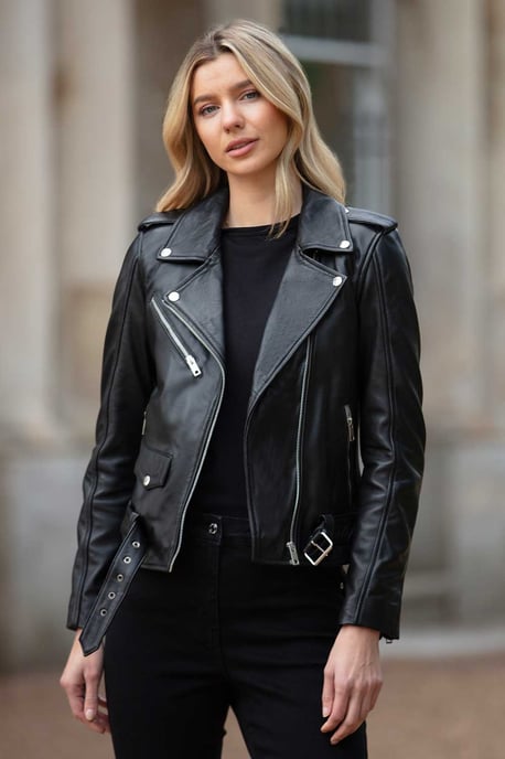 'Stella' Real Leather Fashion Biker Jacket - Image 1