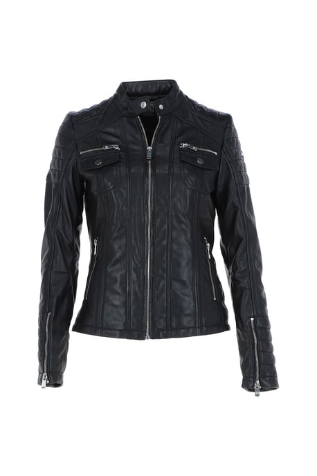 'Elena' Leather Fashion Biker Jacket - Image 2