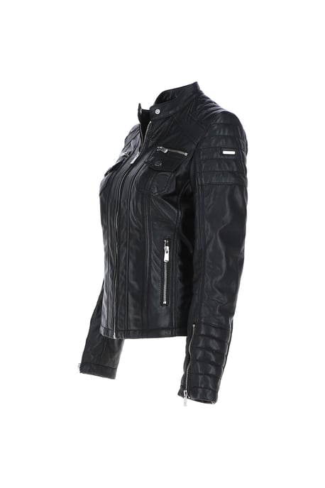 'Elena' Leather Fashion Biker Jacket - Image 3