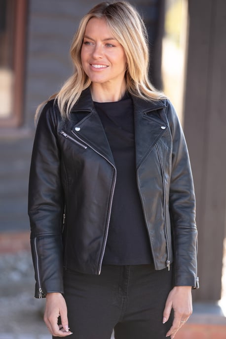'Giulia' Ladies Veg Tanned Leather Biker Jacket - Image 1