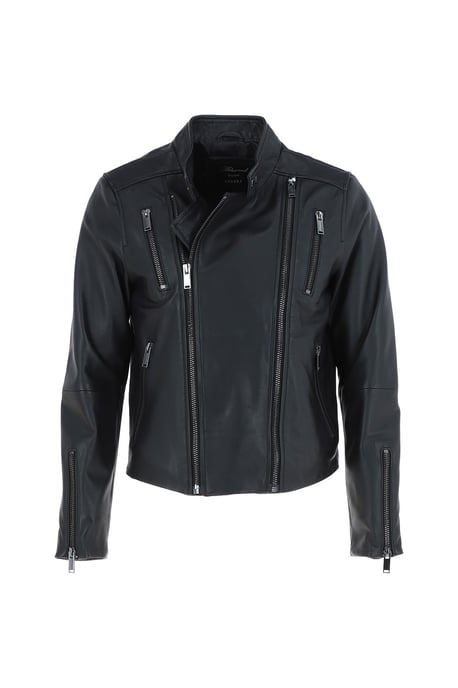 'Rocco' Mens Leather Dual Cross Zip Stylish Biker Jacket - Image 2