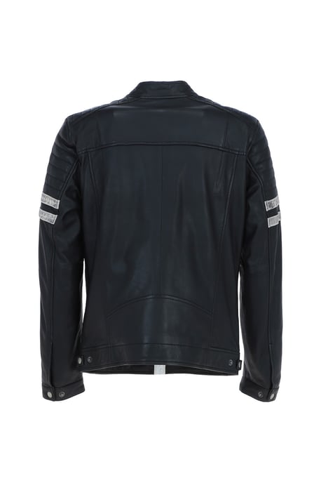 'Nova2' Real Leather Biker Jacket With Stitch Detailings - Image 4