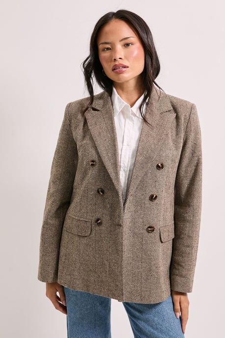 Open Collar Double Breasted Blazer - Image 1