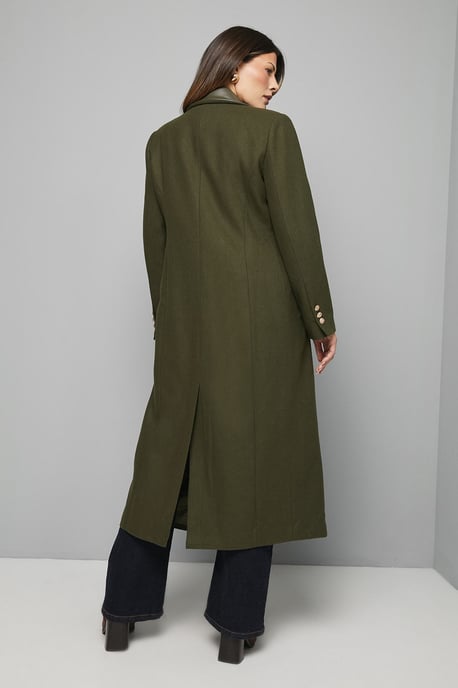 PU Pocket Detail Longline Coat - Image 3