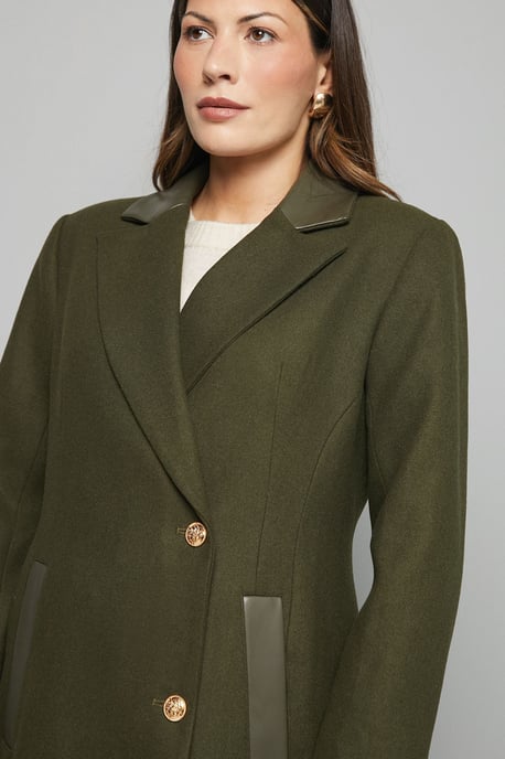 PU Pocket Detail Longline Coat - Image 4
