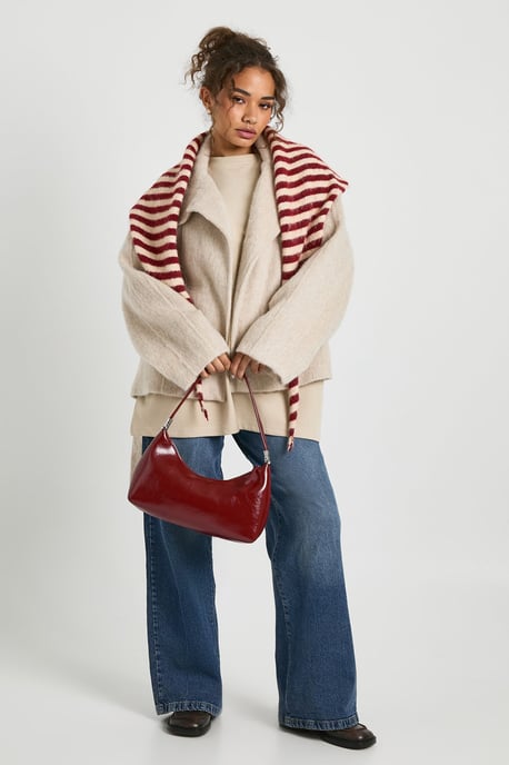Funnel Neck Belted Wool Blend Jacket - Image 3