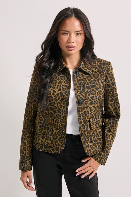 Animal Print Pocket Detail Jacket - Image 1