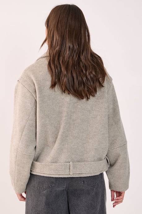 Oversized Brushed Belted Biker Jacket - Image 4