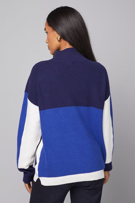 Colour Block High Neck Ribbed Jumper - Image 3