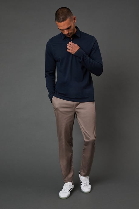 Taupe Slim Fit Chino Trousers - Image 2