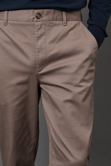 Taupe Slim Fit Chino Trousers - Image 3