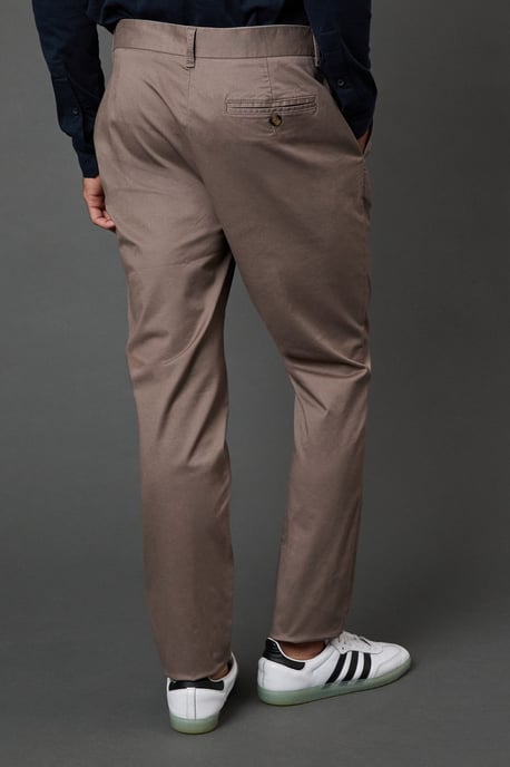 Taupe Slim Fit Chino Trousers - Image 4