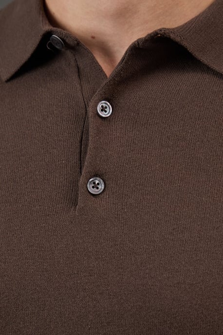 Cotton Rich Long Sleeve Knitted Polo - Image 5