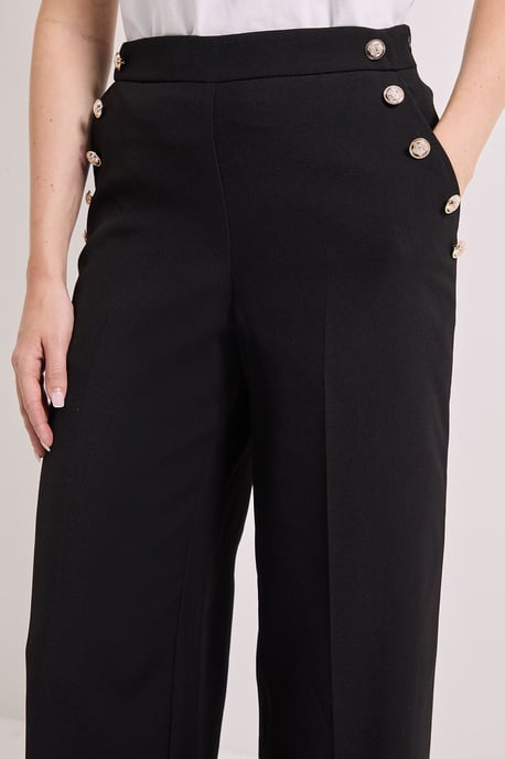 Military Button Detail Wide Leg Trouser - Image 4