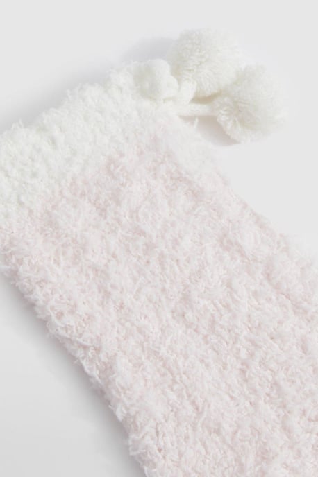 Pink Pom Pom Fluffy Bed Socks - Image 2