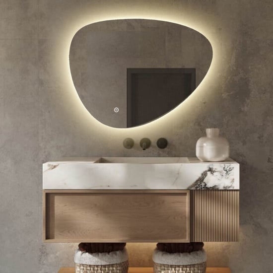 Vtw Living Badkamerspiegel asymmetrisch spiegel asymmetrisch led verlichting anti - Image 1