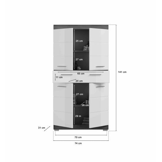 Furnilux Scout midi kast wit hoogglans mdf tz rook nb - Image 3