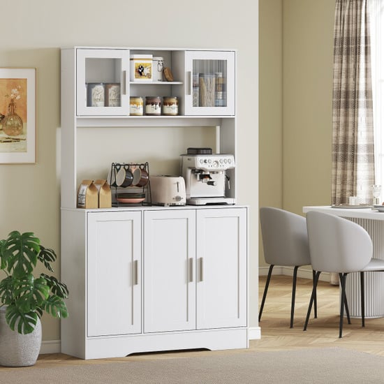 Homcom Keukenkast scandinavisch design met glazen deuren - - Image 2