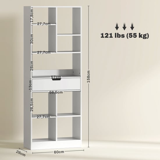 4goodz Boekenkast met 9 vakken en 1 lade 24x60x158 cm - - Image 3
