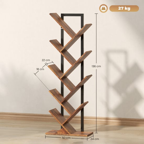 Homcom Design boekenstandaard met 9 niveaus 158 cm hoog bruin - Image 4