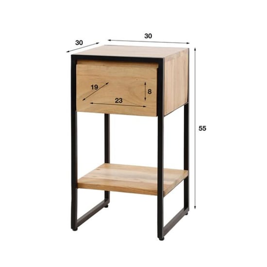 Hoyz nachtkastje 1l xs straight wood massief acacia naturel - Image 3