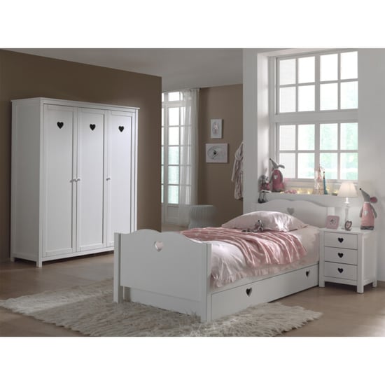 Lucevi amori bed + nachtkastje + 3 deurs kleerkast + rolbed - 90x200 cm - Image 1