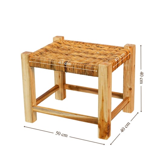Furnilux handgemaakte rotan kruk – ibiza style 40x50x40 cm - Image 2