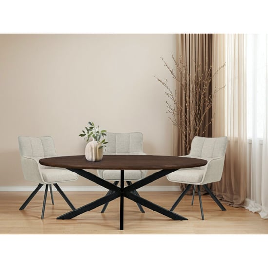 Livingfurn eetkamertafel jesper oval brown 240x110x76 cm mangohout - Image 2