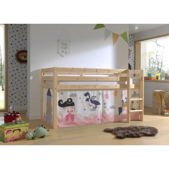 Lucevi pino halfhoogslaper h115cm + ladder + princess sophie gordijntjes - - Image 1