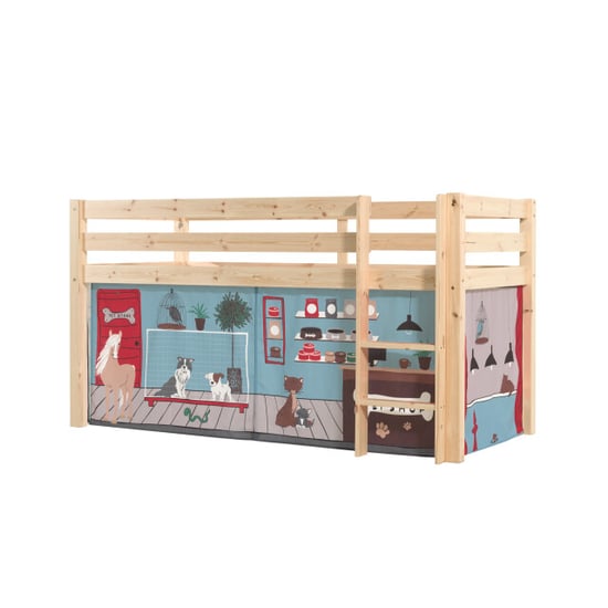Lucevi pino halfhoogslaper h115cm + ladder + pet shop gordijntjes - - Image 4