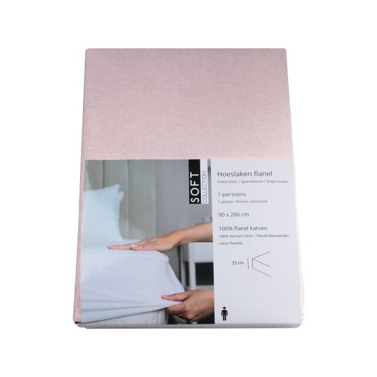 DoubleDry Hoeslaken flanel 90x200 cm 100% zacht katoen rondom elastiek - - Image 3