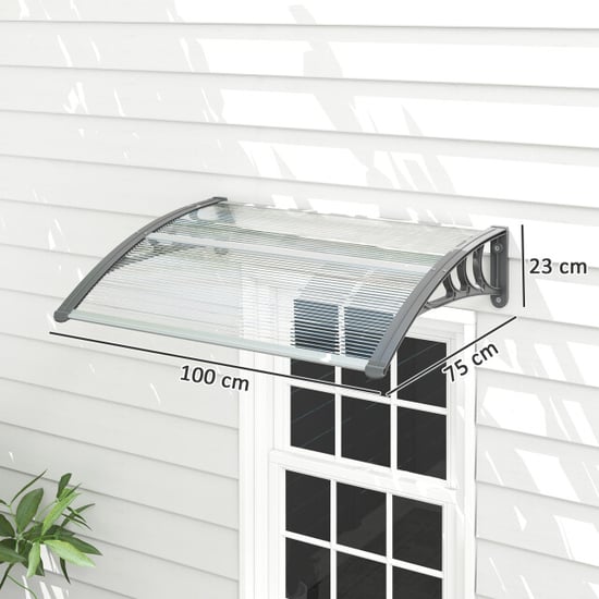 4goodz Deurluifel terrasoverkapping polycarbonaat, 75x100cm zilver - Image 2