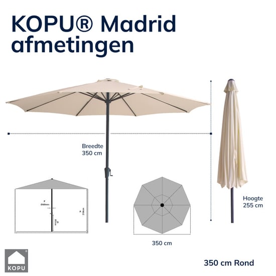 Kopu ® madrid 350 cm grote parasol rond met beschermhoes - - Image 4