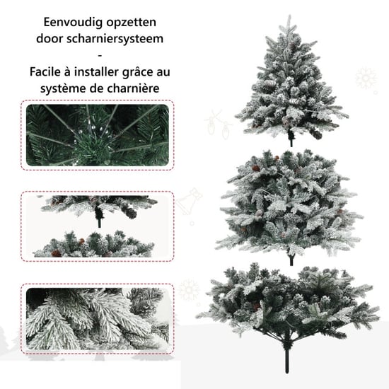 Homcom Kerstboom met sneeuw met led verlichting Ø116 180 cm metalen voet - Image 3