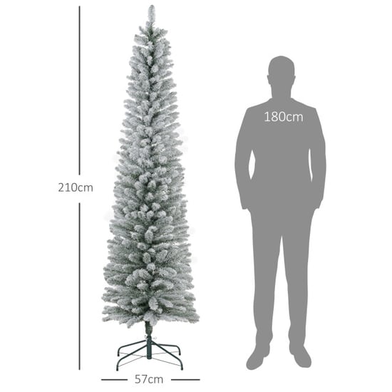 Homcom Kerstboom met sneeuw met led verlichting Ø57 210 cm metalen voet - Image 4