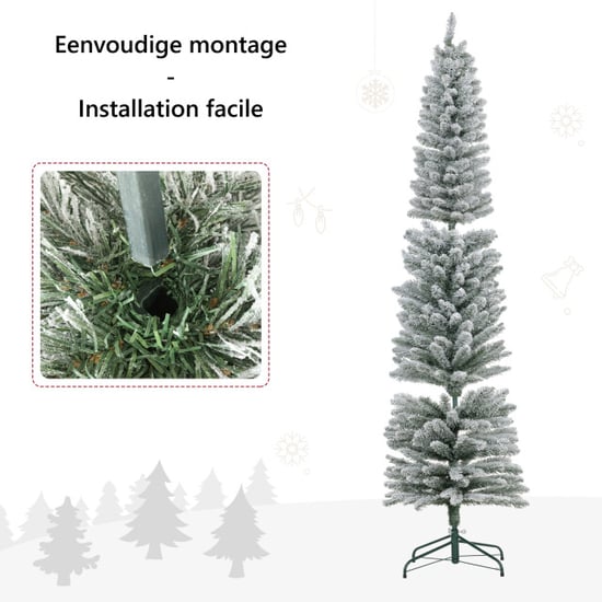 Homcom Kerstboom met sneeuw met led verlichting Ø57 210 cm metalen voet - Image 5