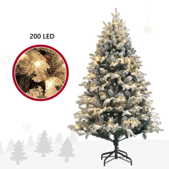 Homcom Kerstboom met sneeuw met led verlichting Ø116 180 cm metalen voet - Image 6