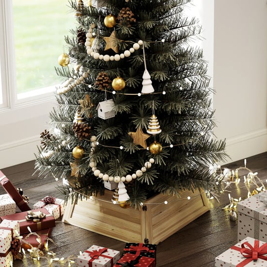 Homcom Kerstboomrok 65 x 65 cm kerstboommand van vuren bruin - Image 3