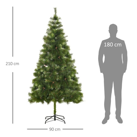 Homcom Kunstkerstboom 210 cm kunstkerstboom met 505 spikes kerstboom - Image 5