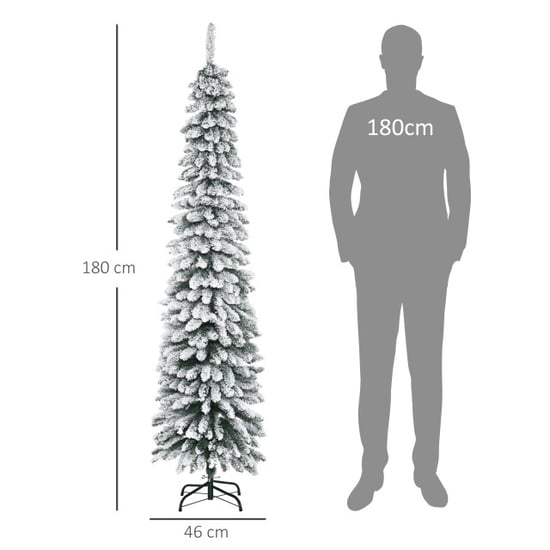 Homcom Kerstboom smal met sneeuw incl. standaard 180 cm /groen - Image 4