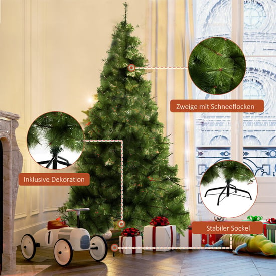 Homcom Kunstkerstboom 210 cm kunstkerstboom met 505 spikes kerstboom - Image 6