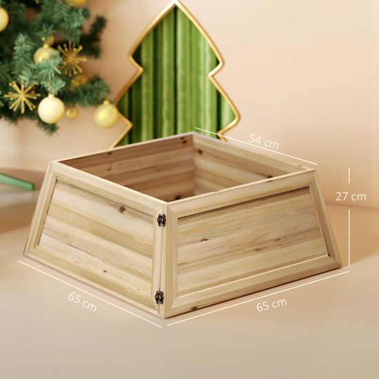 Homcom Kerstboomrok 65 x 65 cm kerstboommand van vuren bruin - Image 4