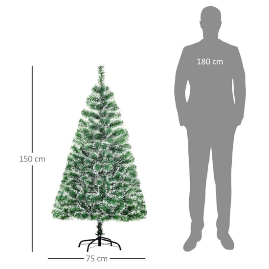 Homcom Kunstkerstboom met witte punten ∅75 x 150 cm /wit - Image 3