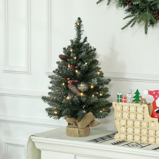 Homcom Mini kerstboom met led verlichting, 60 cm, dennenappels en bessen - Image 2