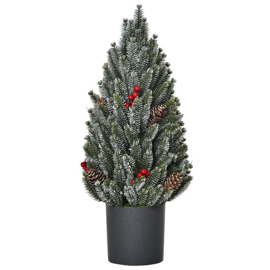 Homcom Mini kerstboom met dennenappels, rode bessen en overtop 50Â cm hoog, - Image 2