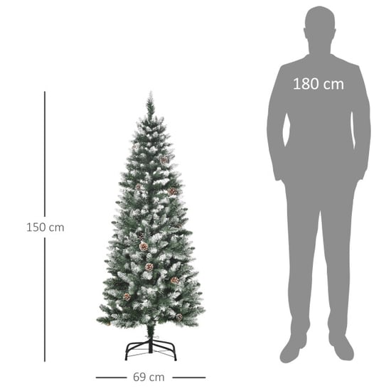 Homcom Kunstkerstboom met dennenappels en sneeuw 180 cm Ø75 cm - Image 2