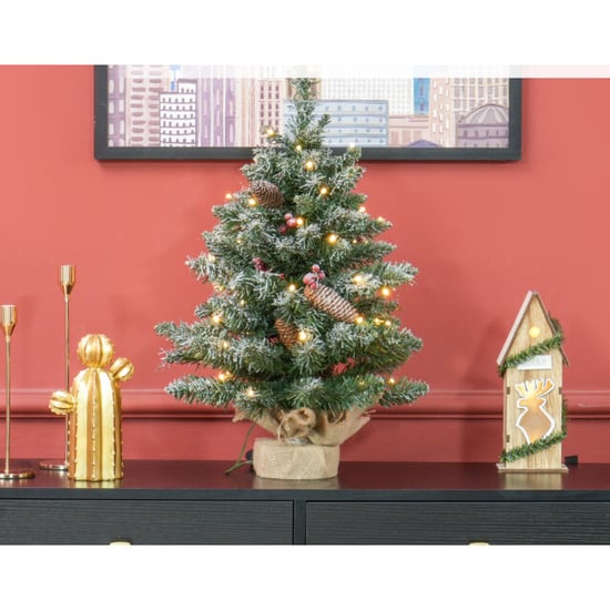 Homcom Mini kerstboom met led verlichting, 60 cm, dennenappels en bessen - Image 3